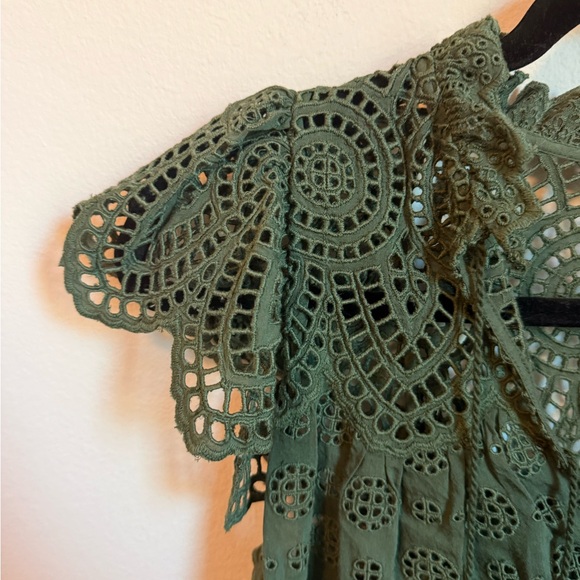 Ulla Johnson Green Ruffle Cap Sleeve Blouse - Picture 5 of 8